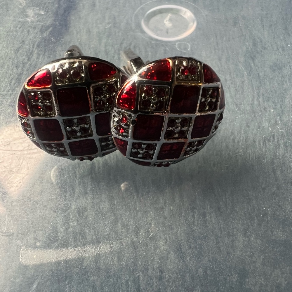Elegant Red and Silver Earrings